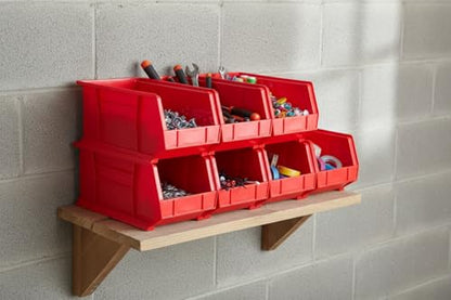 HE HUDSON EXCHANGE 15" x 8" x 7" (6 Pack) Plastic Stackable Storage Bin, Red - color: Red, size: 6 Pack