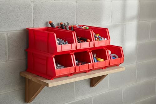 HE HUDSON EXCHANGE 15" x 8" x 7" Plastic Stackable Storage Bin, Red - color: Red, size: 1 Pack