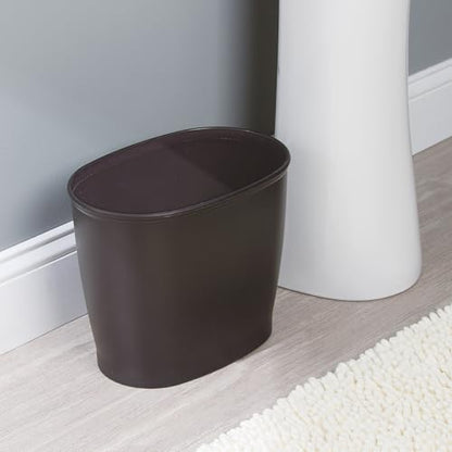 iDesign Slim Plastic Bathroom Trash Can, Bronze - size: 12" x 8" x 10"
