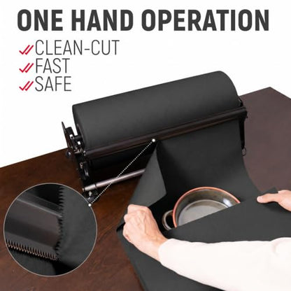 18" Paper Dispenser with Cutter + Black Kraft Paper Roll - color: Black, size: 1 Roll + Dispenser