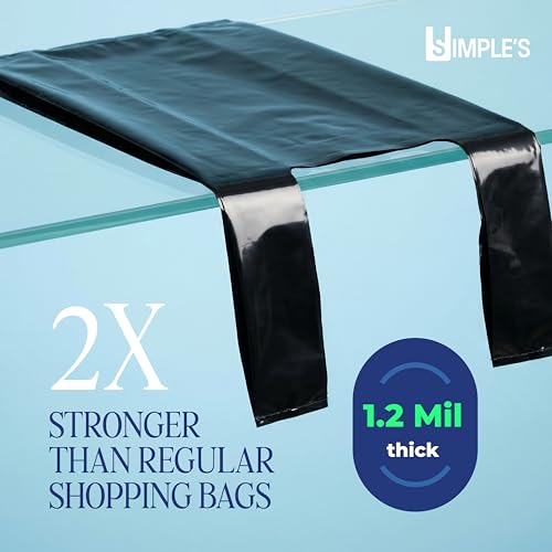 Simple's Black Plastic T-Shirt Bags with Handles – 80 Count – 12"x7"x22" – 1.2 Mil – Grocery & Retail - color: Black, size: 1 Pack = 80 Bags