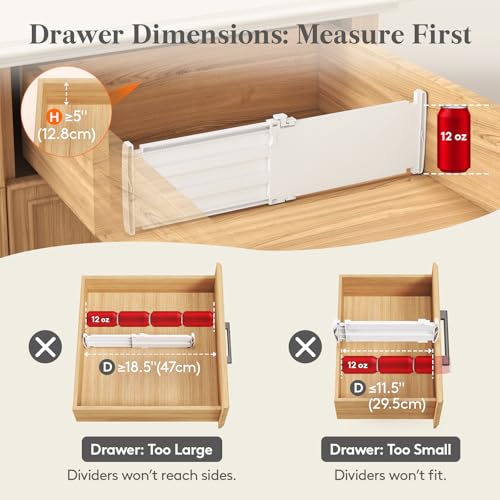 Lifewit 5" Tall Drawer Dividers, Adjustable Deep Drawer Organizer Clothes - size: 5"H, 11.5-18.5"L