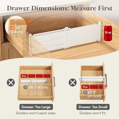Lifewit 5" Tall Drawer Dividers, Adjustable Deep Drawer Organizer Clothes - size: 5"H, 11.5-18.5"L