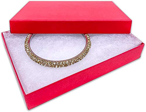 TheDisplayGuys 25 Cardboard Gift Jewelry Boxes w/Paddings #53-5.4x3.9x1 - color: Matte Red