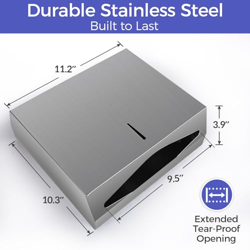 Stardrix Knob Latch (No Key Lock) Paper Towel Dispenser, Wall-Mount, Brushed Stainless Steel, Commercial Large Capacity, Fits 250 C-Fold / 300 Multi-Fold Towels - color: Brushed, size: 250 C Fold/300 Multi-Fold with Knob Latch