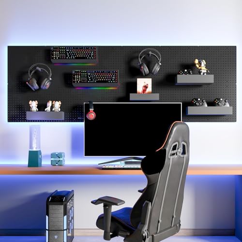 FZK Modular Plastic Pegboard Wall Organizer Kit, Black, 12x12, 4 Panels - color: Pegboard Kit-Black-2