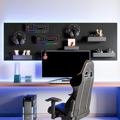 FZK Modular Plastic Pegboard Wall Organizer Kit, Black, 12x12, 4 Panels - color: Pegboard Kit-Black-2