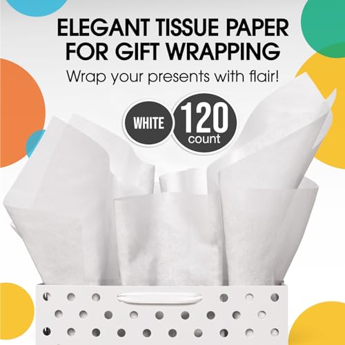 Crown Display White Tissue Paper for Gift Bags 15"X20" 120 Sheets - size: 120 Sheets (15 x 20 inches)