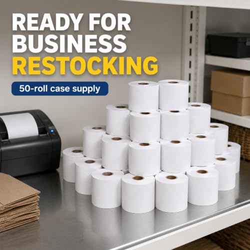 Thermal Paper Rolls, 2 1/4" x 80', 50 Rolls/Case, White Receipt Paper for POS & Credit Card Terminals - size: 2 1/4" x 80'