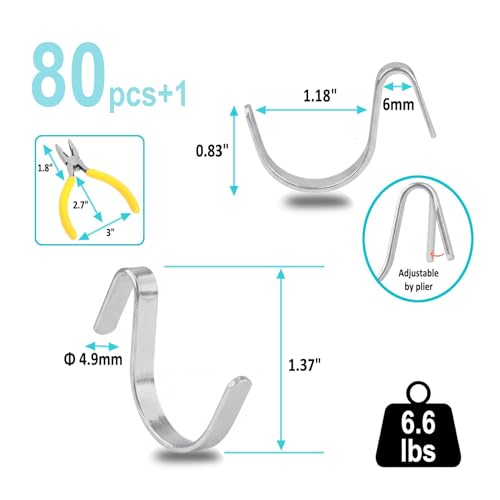 Pegboard J Hooks Silver 80pcs Peg Board Metal Tool Hangers for Garage Craft - style: 80pcs Silver J Hooks