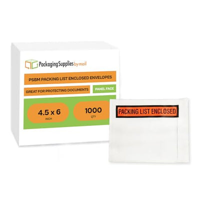 PSBM 1000 PCS, 4.5 x 6 Inch, Panel Face Back Side Load Packing List Envelopes, Orange/Black Printed for Invoices & Slips - size: 4.5 Inch x 6 Inch Orange/Black / Back Side Load