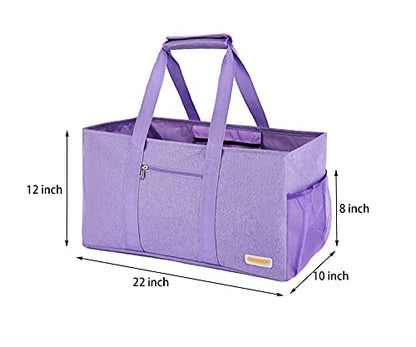Extra Large Utility Tote Bag - Reusable Grocery Bags Foldable Heavy Duty - color: Purple, size: 1 piece