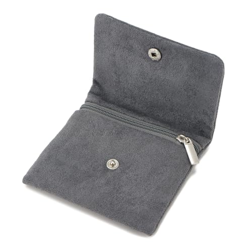 2pcs Zipper Small Velvet Jewelry Pouches,4"x4",Light Grey - color: Light Grey