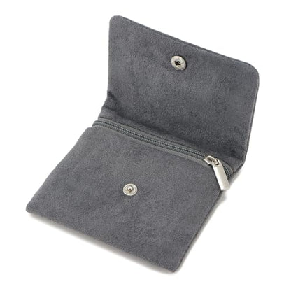 2pcs Zipper Small Velvet Jewelry Pouches,4"x4",Light Grey - color: Light Grey