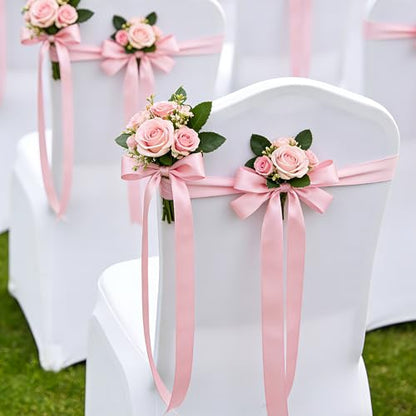 1 in 30 Yards Pink Satin Ribbon for Flower Bouquet Baby Shower Mother's Day - color: Pink, size: 1 inch