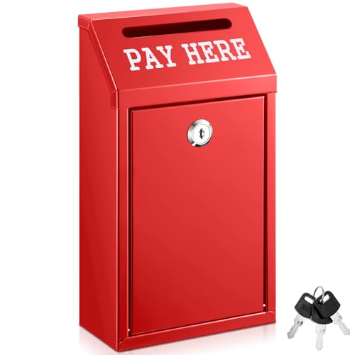 Yaocom Metal Money Cash Box,Red,10.2 X 5.7 X 2.8 Inch - color: Red, size: 10.2 x 5.7 x 2.8 Inch