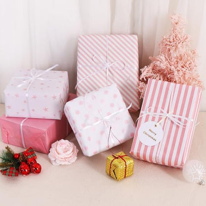 BEISHIDA 100 Sheets Pink White Tissue Paper Bulk for Gift Wrapping Gift Bag - color: 5dpinks100