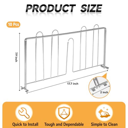 10 Pcs 14" W x 9" H Shelf Dividers for Wire Shelves, Vertical Wire Shelf Dividers for Storage Item Separation and Organization, Rack Shelving Accessories Bulk - size: 14" W x 9" H