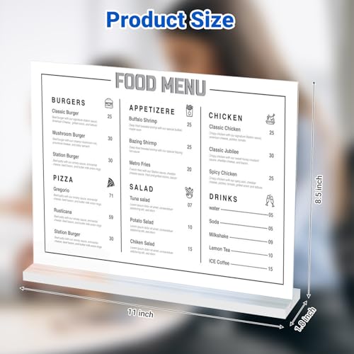 12 Pack Acrylic Sign Holder 11 x 8.5 Horizontal, Double-Sided Clear Sign Holder Plastic Stands for Display, T Shape Acrylic Table Sign Stands for Office Store Restaurants Wedding Party Decoration