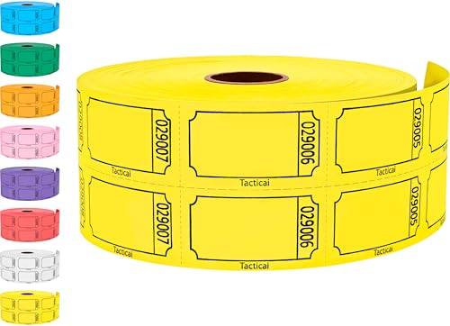Tacticai 1000 Blank Raffle Tickets, 50/50 Double Roll, Yellow - color: B - Double Roll - 1,000 Tickets - Blank - Yellow