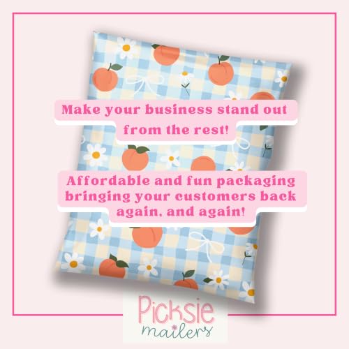 Picksie Mailers- 6x9 Designer Poly Mailers- Cute Shipping Bags - color: Peachy Picnic, size: 6x9