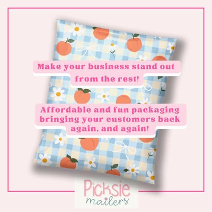 Picksie Mailers- 6x9 Designer Poly Mailers- Cute Shipping Bags - color: Peachy Picnic, size: 6x9