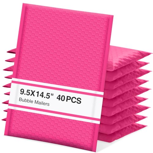 UCGOU Bubble Mailers 9.5x14.5" 40 Pack Usable Size 9.5x13.5" Hot Pink - color: Hot Pink, size: 9.5x14.5" 40PC
