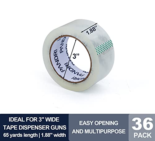 PANDRI Clear Packing Tape, 36 Rolls Heavy Duty Packaging Tape for Shipping Packaging Moving Sealing, 1.88 inches Wide, 65 Yards Per Roll, Total 2340 Yards (Pack of 3) - size: 1.88 Inch 36 Rolls (Pack of 3)