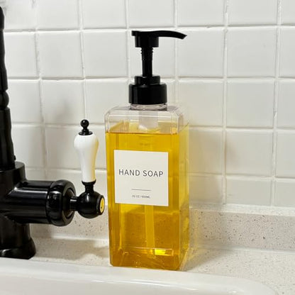 Clear Soap Dispenser with Waterproof Labels, Thickened Plastic Hand Soap Dispenser for Bathroom, Kitchen Dish Washing Liquid Bottles, Shampoo and Conditioner Bottles with Funnel (22oz 2Pack Clear) - color: 22oz 2pack Clear