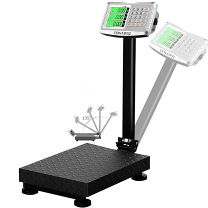 660lb Commercial Platform Scale Stainless Steel LCD Display - color: Black-B