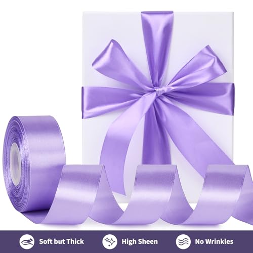 Mauproy Lavender Purple Satin Ribbon, 1-1/2 Inch, 50 Yards - color: Lavender