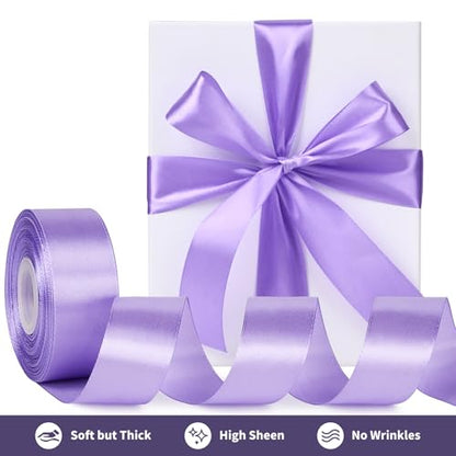 Mauproy Lavender Purple Satin Ribbon, 1-1/2 Inch, 50 Yards - color: Lavender