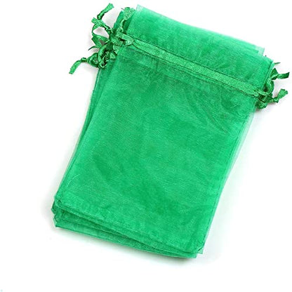 Wudygirl 100 PCS Organza Bags 4"x6" Gift Bags with Drawstring Green - color: Green, size: 4x6 IN