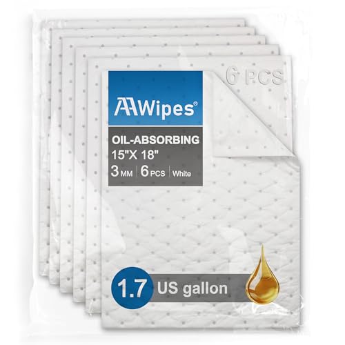 AAwipes Oil Only Absorbent Pads Mat 15" X 18" 6 Packs Pre-Grade 3MM Thicker More Absorption for Garage, Car, Truck, Motorcycle - White OW1518-6S - size: 15"X18" 6PCS White