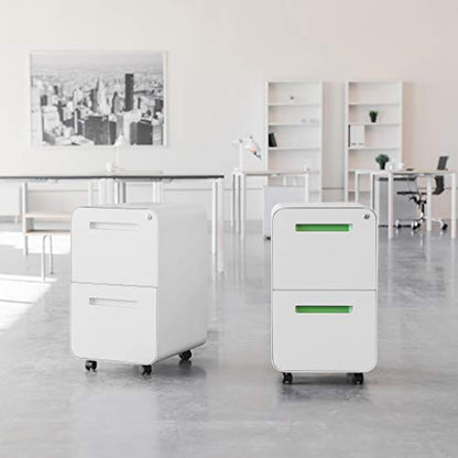 Laura Davidson Furniture Stockpile 2 Drawer Mobile File Cabinet with Lock - Under Desk Metal Filing Cabinet, Legal/Letter File Folders, Wheels and Stationary Feet, Pre-Assembled, Sage Green - color: Sage Green