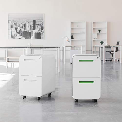 Laura Davidson Furniture Stockpile 2 Drawer Mobile File Cabinet with Lock - Under Desk Metal Filing Cabinet, Legal/Letter File Folders, Wheels and Stationary Feet, Pre-Assembled, Coastal Blue - color: Coastal Blue