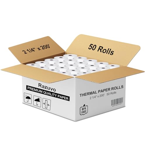 Thermal Paper Rolls - Bpa-Free 2 1/4 Inch X 200ft Register Tape, 50-Pack For Smooth Credit Card Machine Printing - size: 50 Rolls- 2 1/4 x 200 thermal paper