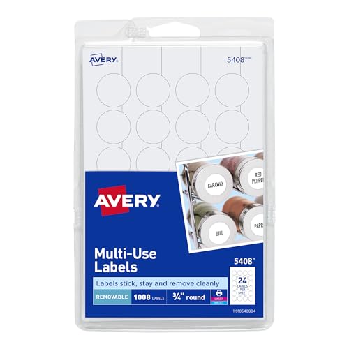 Avery® Removable Print or Write Labels for Laser and Inkjet Printers, 0.75 Inches, Round, Pack of 1008 (5408) - style: 1 Pack