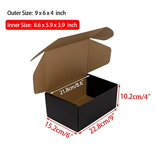 9x6x4 Inches Shipping Boxes Pack of 25, Packaging Corrugated Cardboard Mailer Boxes for Small Bussiness, Black - size: 9 x 6 x 4 inch