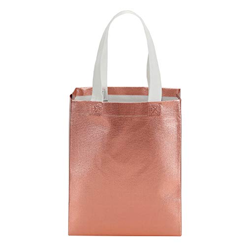 Tosnail 40 Pack 10 x 8 Inch Reusable Grocery Bags Shopping Tote Bag with Handle Present Bag Gift Bag for Weddings, Birthdays, Party, Event - Rose Gold - color: Rose Gold