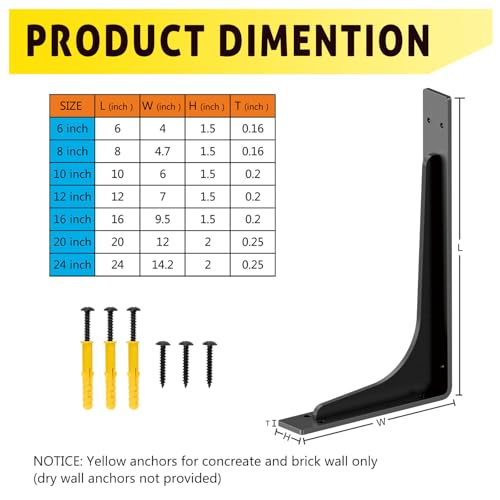 12 "x 7 " Shelf Support Bracket Heavy Duty, L Shelf Brackets ,max Load 300lbs, , Metal Brackets for Shelves, Counter Bracket ,Corner Brace,Pack of 4. - size: 12" x 7" (Supporting Bar)