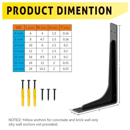 12 "x 7 " Shelf Support Bracket Heavy Duty, L Shelf Brackets ,max Load 300lbs, , Metal Brackets for Shelves, Counter Bracket ,Corner Brace,Pack of 4. - size: 12" x 7" (Supporting Bar)