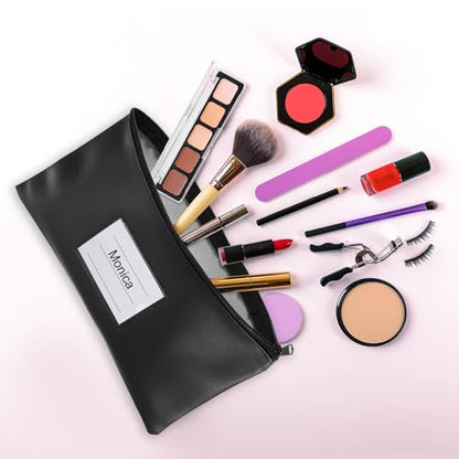 PATIKIL 11x6" Money Bank Deposit Bag with Zipper, 6 Pcs Leatherette Coin Check Wallet Pen Pouch Bag with Clear Window for Office Travel, Black - color: Black