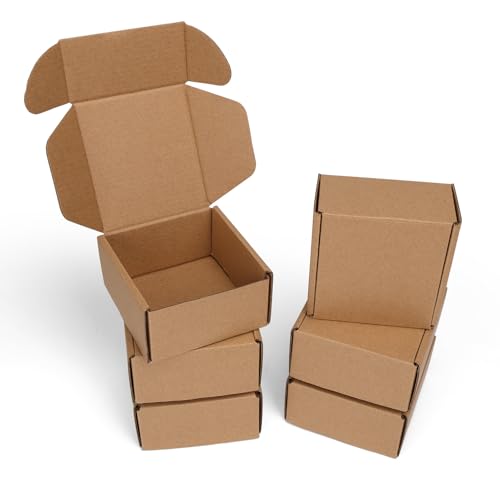 PHAREGE 6 Pack 4x4x2 inch Small Shipping Boxes, Brown Mailing Boxes - color: Brown, size: 4x4x2 inch 6 Pack