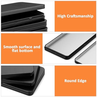 Hipiwe Metal Rectangular Cash Box with Lid - 4 Packs Currency Money Holder - color: Black