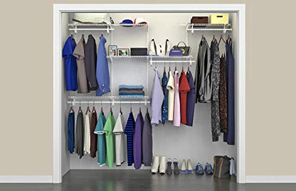 ClosetMaid ShelfTrack Wire Closet Organizer System, Adjustable from 5 to 8 Ft., with Shelves, Clothes Rods, Hardware, Durable Steel, White - color: White, size: 5 to 8 ft