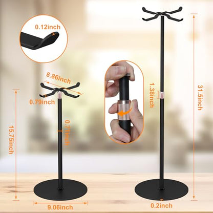 Demao Purse Display Stand, 2 Pack Tabletop Handbag Display Stand Stainless Steel, Heavy Duty Adjustable Height Metal Handbag Holder for Home Bedroom Closet Boutique Store Counter Retail(Black)