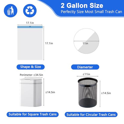 Small Trash Bags 2 Gallon, 360 Count -1.2 Mil Drawstring Mini Garbage Bags, White Plastic Trash Can Liners for Bathroom Accessories, 7.5 Liter, Bedroom, Dorm Room Essentials, Office - color: 2gal-360