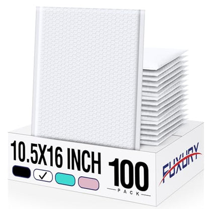 Fuxury 100 Pack Bubble Mailers Bulk 10.5x16" Thick Padded Envelopes - color: White, size: 10.5x16" 100PC