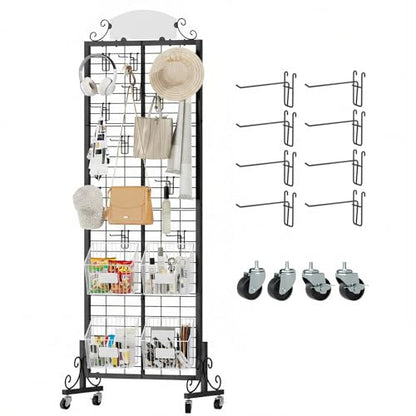 Urban Deco 2.2'x6.2' FT Gridwall Panel Display Stands with 8 Hooks - style: 1 Set